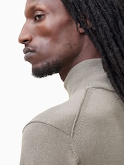 AllSaints Brown Kilburn Zip Funnel Jumper - Image 4 of 6