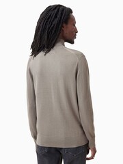 AllSaints Brown Kilburn Zip Funnel Jumper - Image 5 of 6