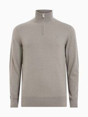 AllSaints Brown Kilburn Zip Funnel Jumper - Image 6 of 6