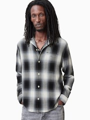 AllSaints Grey Underfade Long Sleeve Cotton Shirt - Image 1 of 7