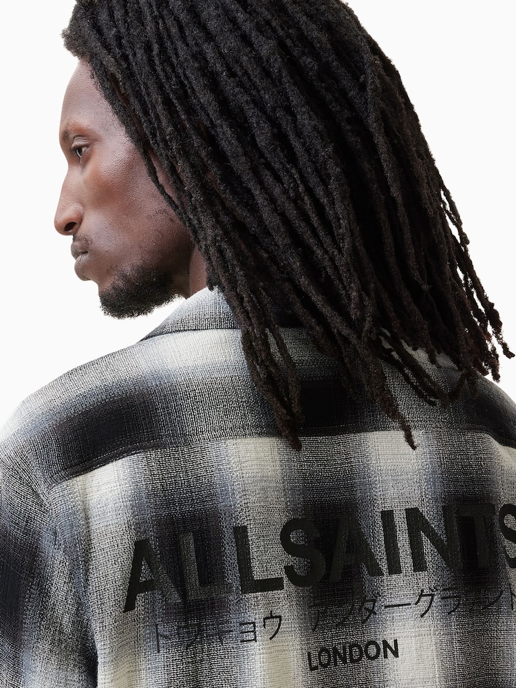 AllSaints Grey Underfade Long Sleeve Cotton Shirt - Image 2 of 7