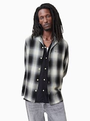 AllSaints Grey Underfade Long Sleeve Cotton Shirt - Image 5 of 7