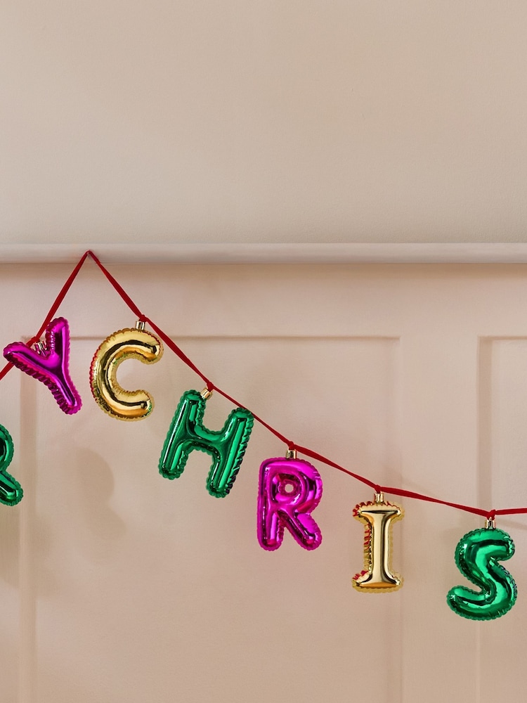 Multi Merry Christmas Balloon Lettering Garland - Image 1 of 4