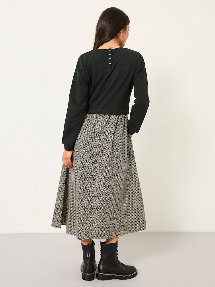 FatFace Nia Dark Natural Ikat Geo Midi Dress - Image 2 of 5