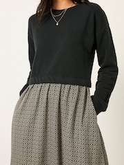 FatFace Nia Dark Natural Ikat Geo Midi Dress - Image 4 of 5