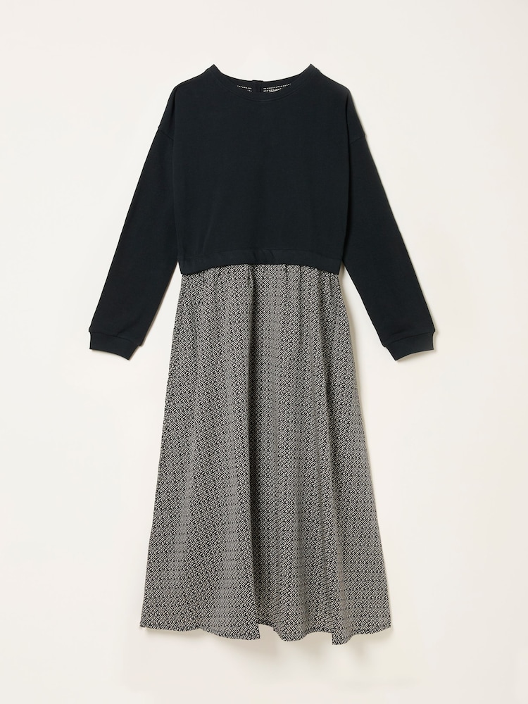 FatFace Nia Dark Natural Ikat Geo Midi Dress - Image 5 of 5