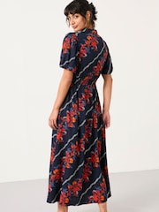 FatFace Becky Navy Folk Floral Midi Dress - Image 2 of 5