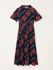FatFace Becky Navy Folk Floral Midi Dress - Image 5 of 5
