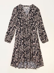 FatFace Steph Black Animal Swirl Dress - Image 1 of 1