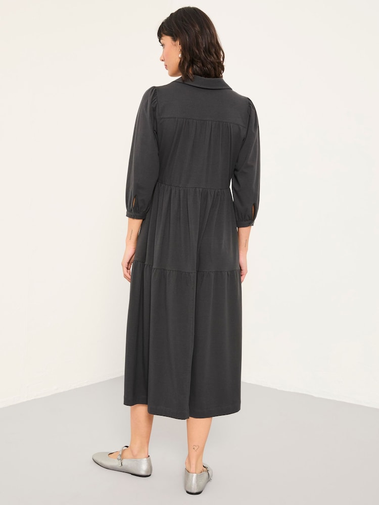 FatFace Lola Charcoal Grey Jersey Midi Dress - Image 2 of 4 FatFace Lola Charcoal Grey Jersey Midi Dress - Image 2 of 4