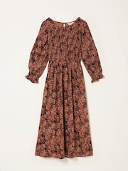 FatFace Mabel Dusky Purple Vintage Texture Midi Dress - Image 6 of 6