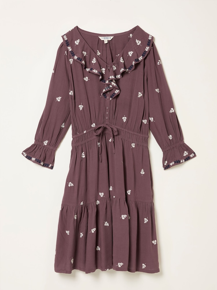 FatFace Orla Dusky Purple Embroidered Dress - Image 5 of 5 FatFace Orla Dusky Purple Embroidered Dress - Image 5 of 5