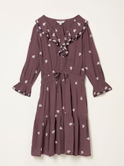 FatFace Orla Dusky Purple Embroidered Dress - Image 6 of 7