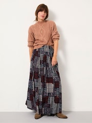 FatFace Navy Blanket Maxi Skirt - Image 1 of 6