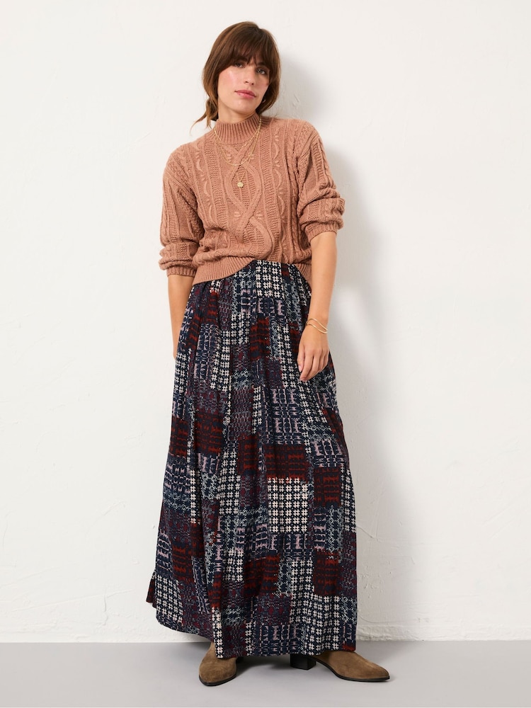 FatFace Navy Blanket Maxi Skirt - Image 1 of 6 FatFace Navy Blanket Maxi Skirt - Image 1 of 6