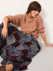 FatFace Navy Blanket Maxi Skirt - Image 5 of 6