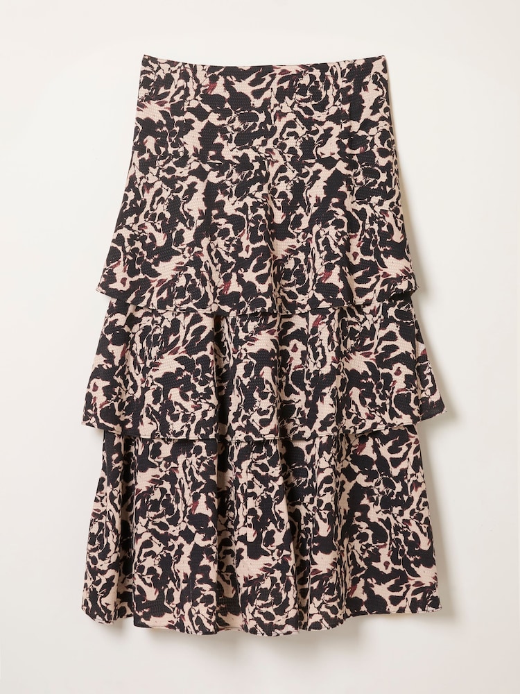 FatFace Tonia Black Animal Swirl Midi Skirt - Image 6 of 6 FatFace Tonia Black Animal Swirl Midi Skirt - Image 6 of 6