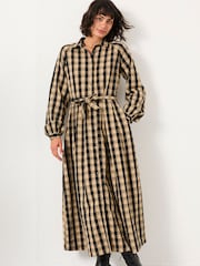 FatFace Ally Black Check Shirt Dress - Image 1 of 5