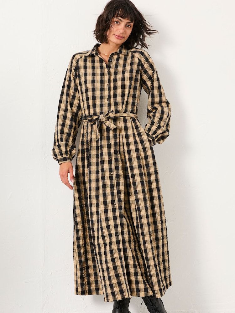 FatFace Ally Black Check Shirt Dress - Image 1 of 5