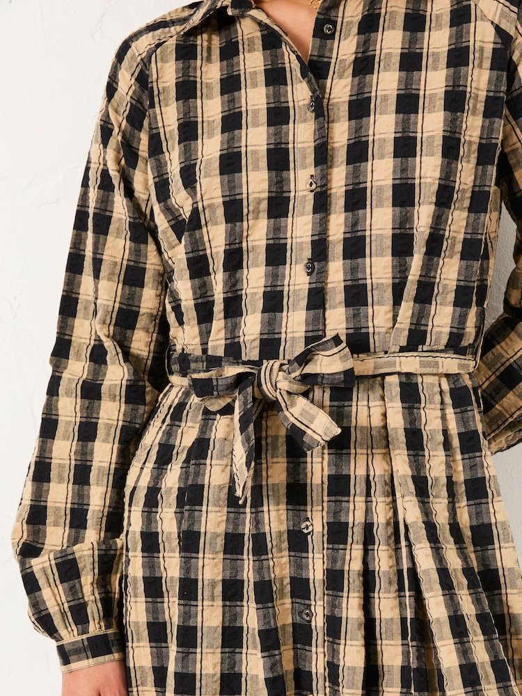 FatFace Ally Black Check Shirt Dress - Image 5 of 5 FatFace Ally Black Check Shirt Dress - Image 5 of 5
