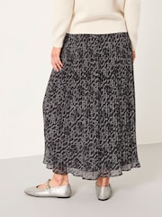 FatFace Paignton Graphite Grey Texture Floral Midi Skirt - Image 2 of 6