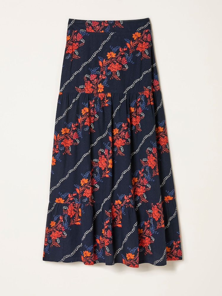 FatFace Anika Navy Folk Floral Midi Skirt - Image 6 of 6 FatFace Anika Navy Folk Floral Midi Skirt - Image 6 of 6