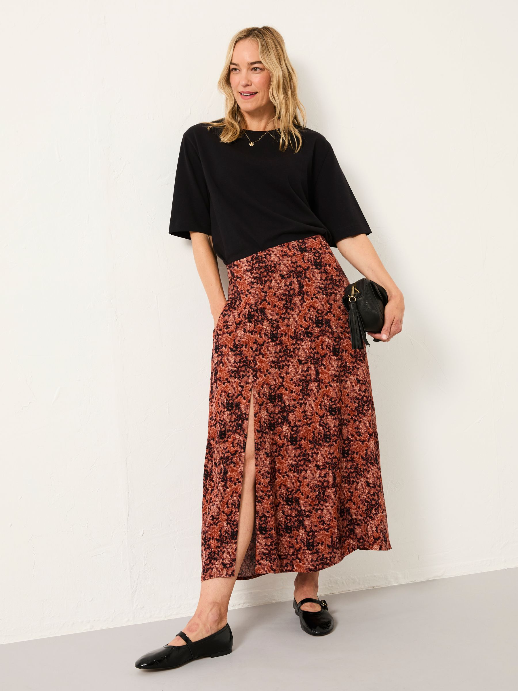 Buy FatFace Skye Dusky Purple Vintage Texture Midi Skirt from the