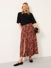 FatFace Skye Dusky Purple Vintage Texture Midi Skirt - Image 3 of 6