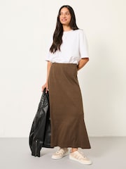 FatFace Kitty Chocolate Brown Jersey Maxi Skirt - Image 3 of 6
