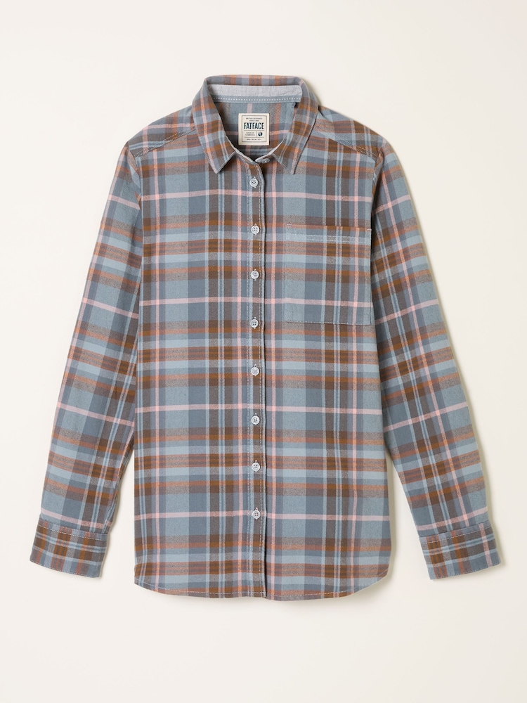 FatFace Olivia Teal Blue Check Shirt - Image 1 of 1 FatFace Olivia Teal Blue Check Shirt - Image 1 of 1