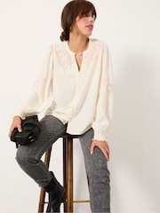 FatFace Ashley Ivory Emb Blouse - Image 5 of 6