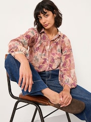 FatFace Pamala Rose Pink Patched Chintz Blouse - Image 3 of 6