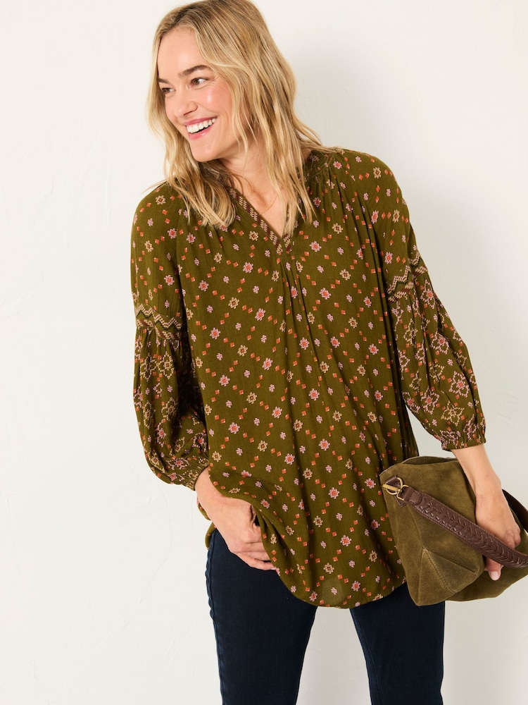 FatFace Charlie Olive Green Stitch Tunic - Image 1 of 5
