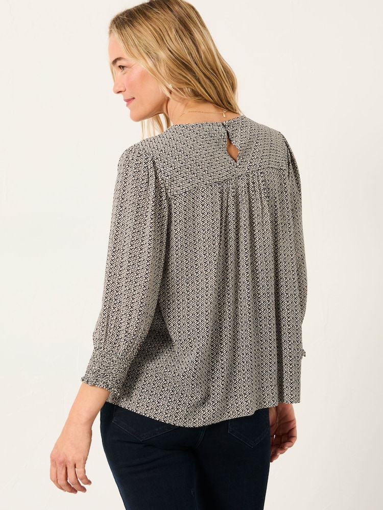 FatFace Shelley Dark Natural Ikat Geo Blouse - Image 2 of 5 FatFace Shelley Dark Natural Ikat Geo Blouse - Image 2 of 5