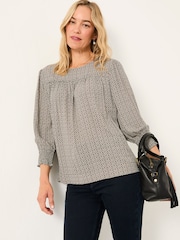 FatFace Shelley Dark Natural Ikat Geo Blouse - Image 3 of 5