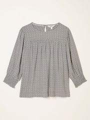 FatFace Shelley Dark Natural Ikat Geo Blouse - Image 5 of 5