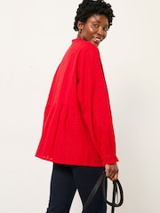 FatFace Ina Red Broderie Blouse - Image 2 of 5