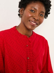 FatFace Ina Red Broderie Blouse - Image 4 of 5