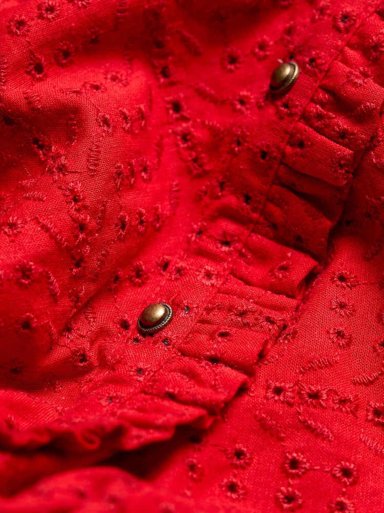 FatFace Ina Red Broderie Blouse - Image 6 of 6 FatFace Ina Red Broderie Blouse - Image 6 of 6