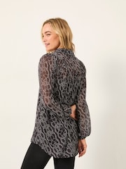 FatFace Pamala Graphite Grey Texture Floral Blouse - Image 2 of 5