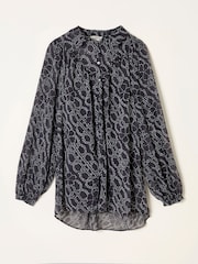 FatFace Pamala Graphite Grey Texture Floral Blouse - Image 5 of 5