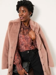 FatFace Jaclyn Dusky Purple Vintage Texture Blouse - Image 4 of 5