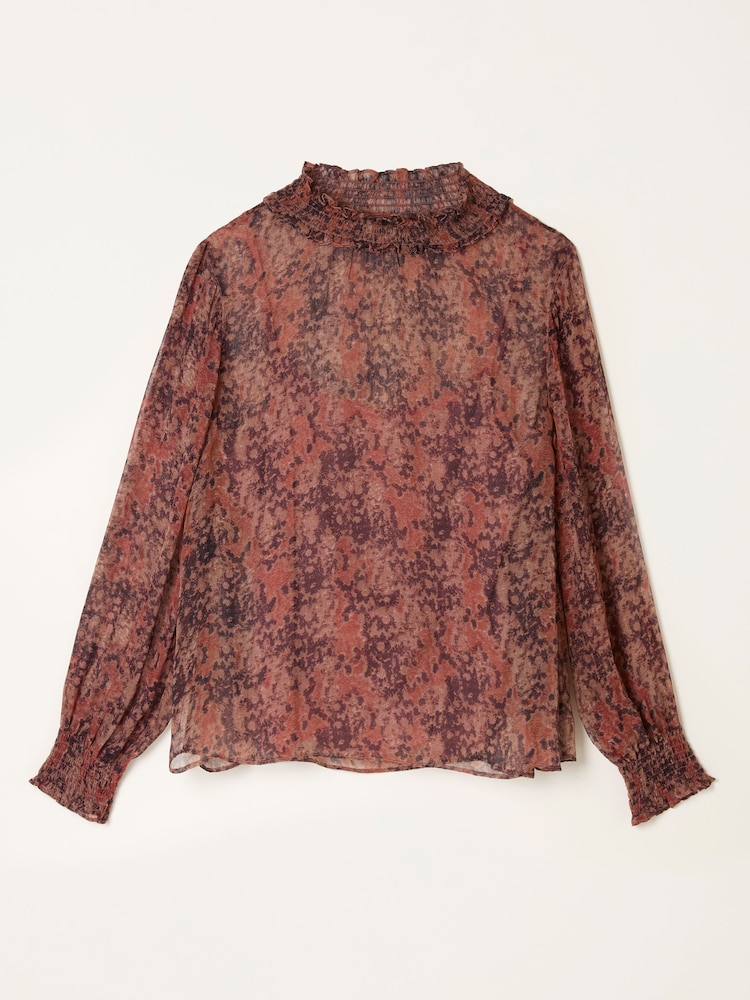 FatFace Jaclyn Dusky Purple Vintage Texture Blouse - Image 5 of 5