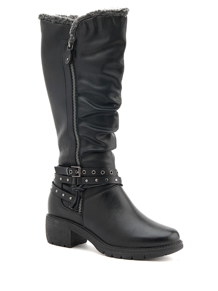 Pavers Black Long Slouch Boots - Image 2 of 4