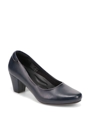 Pavers Blue Stacked Heel Court Shoes - Image 2 of 5