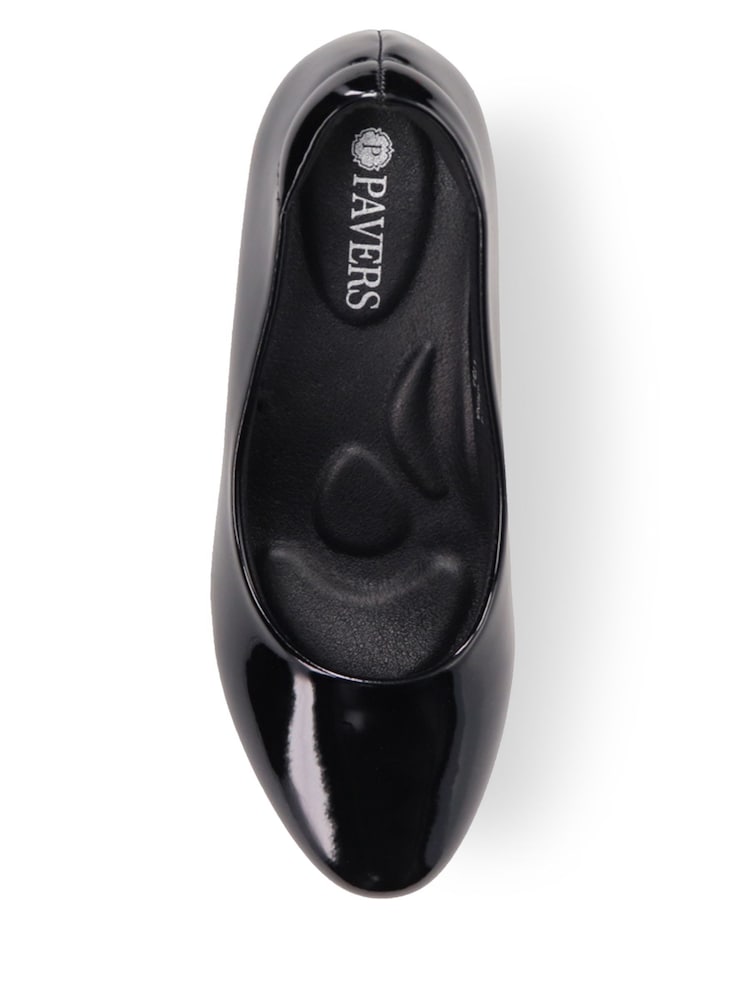 Pavers Black Stacked Heel Court Shoes - Image 4 of 5