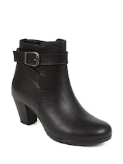 Pavers Black Dark Stacked Heel Court Shoes - Image 2 of 5