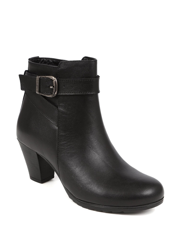 Pavers Black Dark Stacked Heel Court Shoes - Image 2 of 5