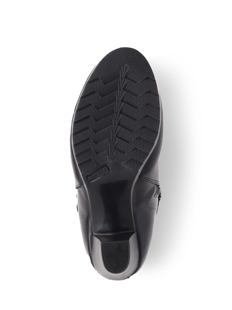 Pavers Black Dark Stacked Heel Court Shoes - Image 5 of 5