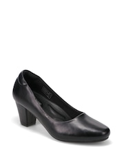 Pavers Black Stacked Heel Court Shoes - Image 2 of 5